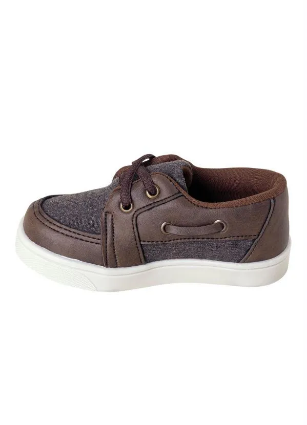 Perfecta - Tênis Infantil Café em Sintético com Tecido 3