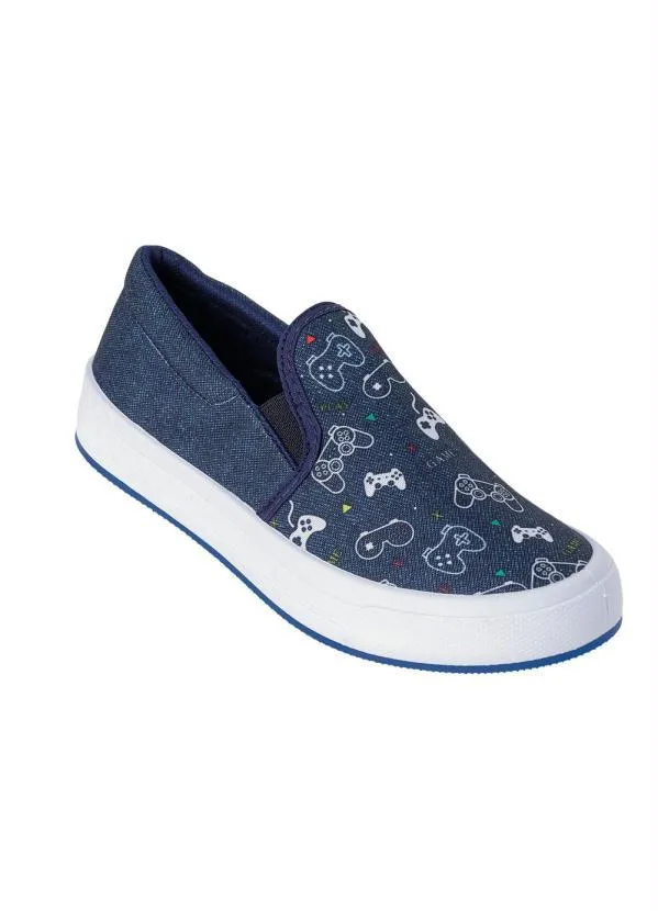 Perfecta - Tênis Infantil Jeans com Estampa de Game