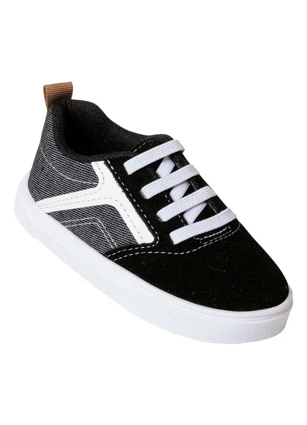 Molekinho - Tênis Molekinho Preto em Tecido e Camurça