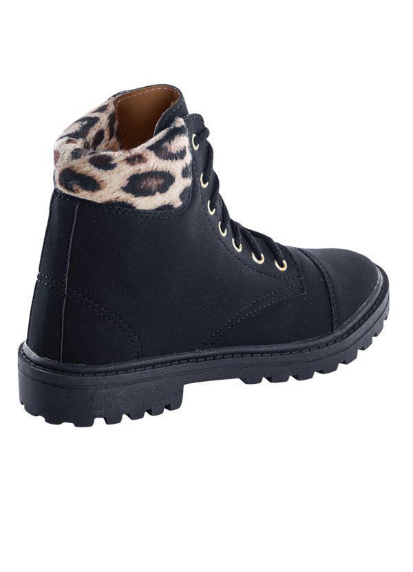 Outlet - Bota Animal Print Onça e Preta com Cadarço 2