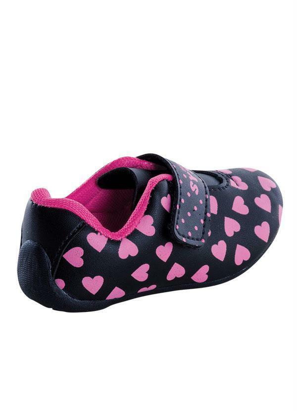 Outlet - Tênis Bebê com Estampa de Coração Preto e Rosa 2