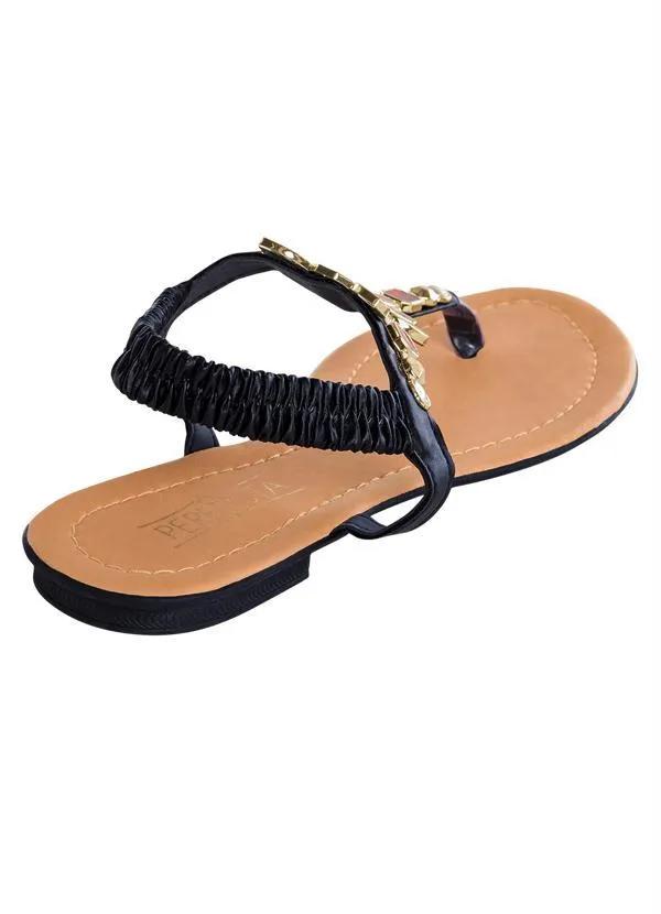 Outlet - Rasteira Preta com Detalhe de Pedraria 2