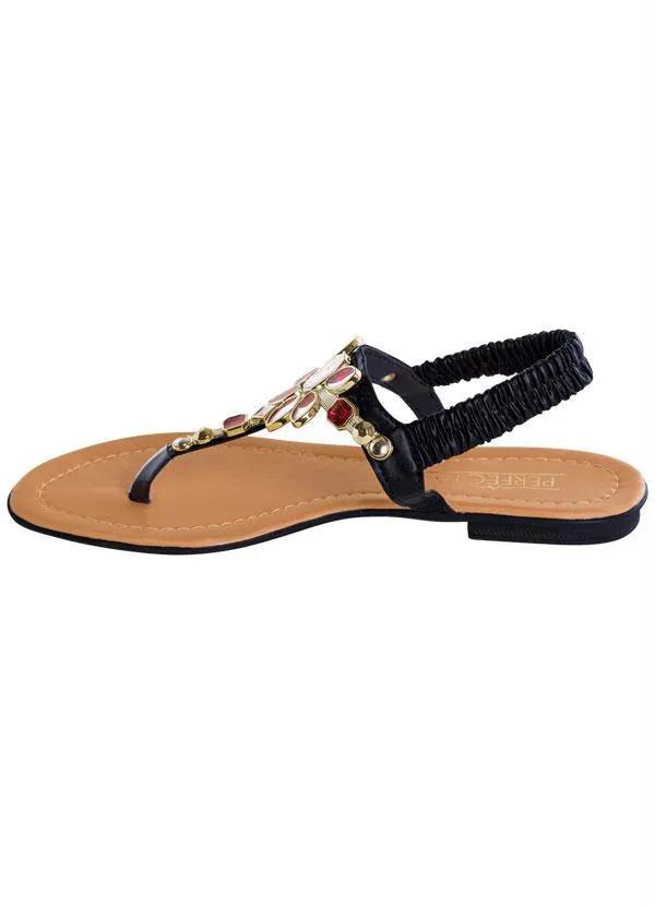 Outlet - Rasteira Preta com Detalhe de Pedraria 3