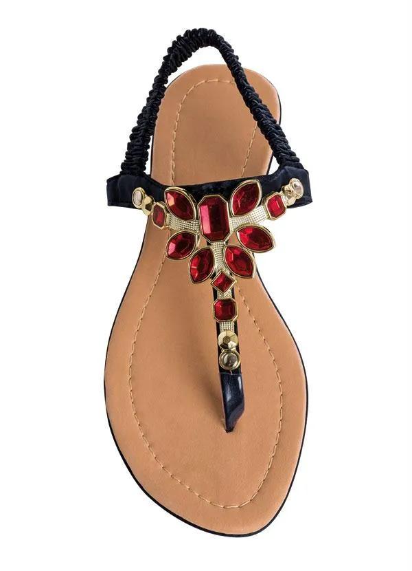 Outlet - Rasteira Preta com Detalhe de Pedraria 4