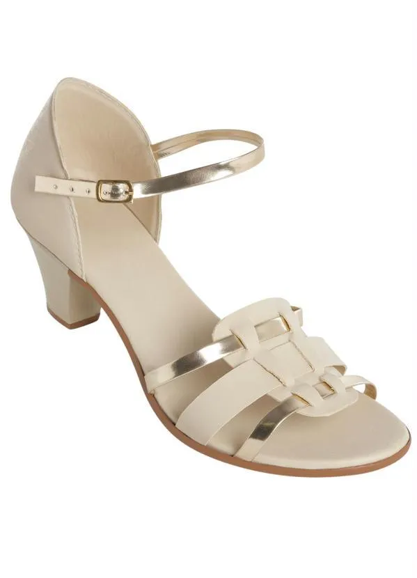 Perfecta - Sandália Marfim com Tiras Douradas