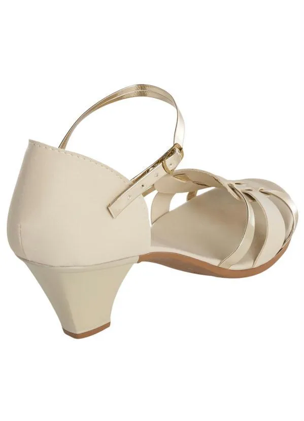 Perfecta - Sandália Marfim com Tiras Douradas 2