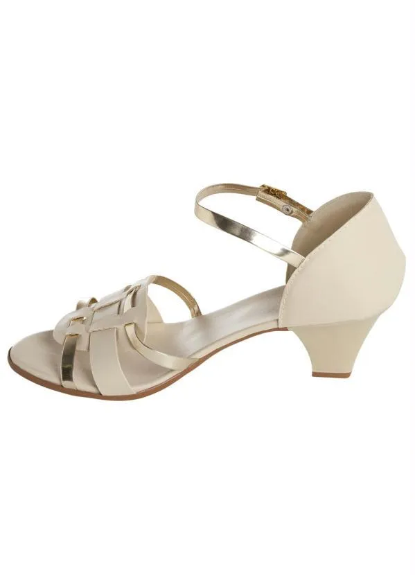 Perfecta - Sandália Marfim com Tiras Douradas 3