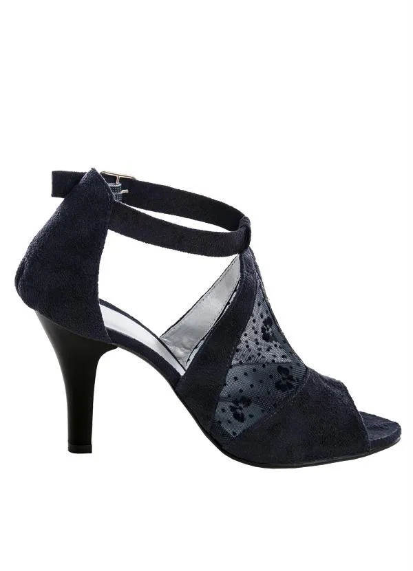 Perfecta - Sandália Preta com Detalhe de Renda 3