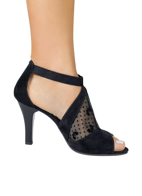 Perfecta - Sandália Preta com Detalhe de Renda 4