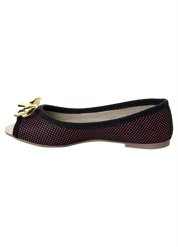Outlet - Sapatilha com Detalhe de Laço Preto e Vermelho 3