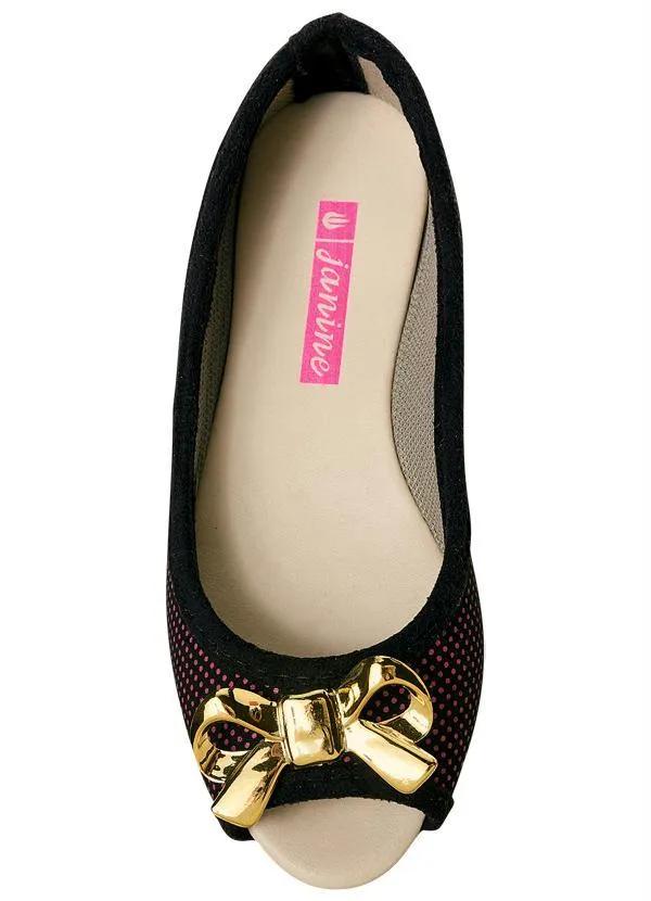 Outlet - Sapatilha com Detalhe de Laço Preto e Vermelho 4