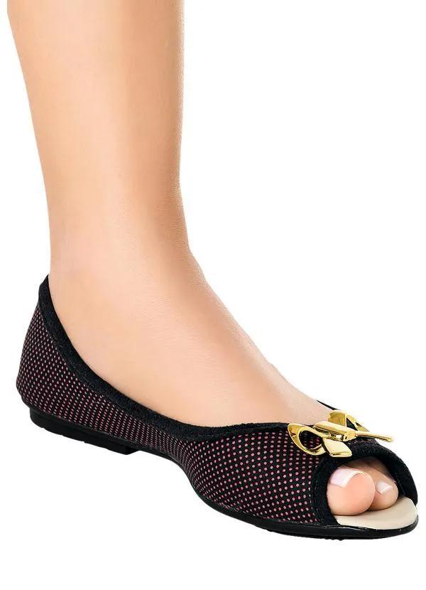 Outlet - Sapatilha com Detalhe de Laço Preto e Vermelho 5