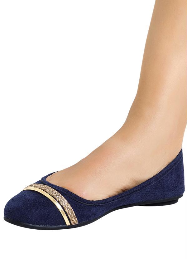Outlet - Sapatilha com Detalhe Dourado Marinho 5