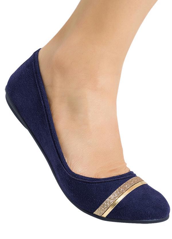 Outlet - Sapatilha com Detalhe Dourado Marinho 6