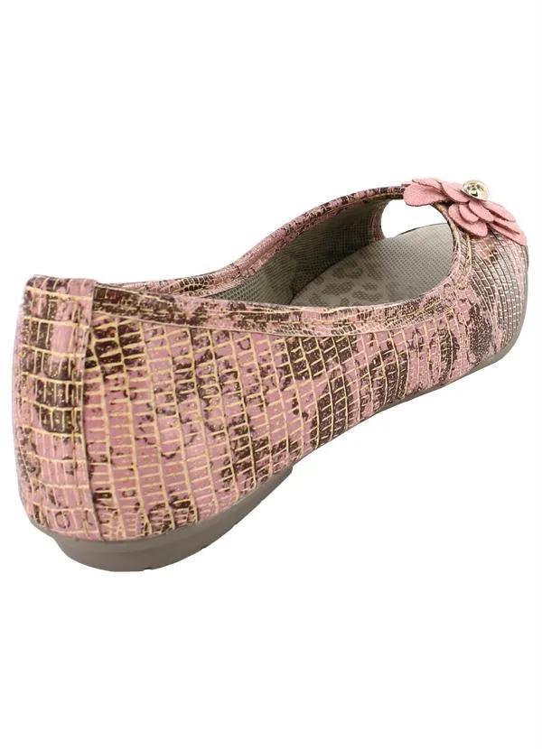Outlet - Sapatilha com Flores Rosa e Marrom 2
