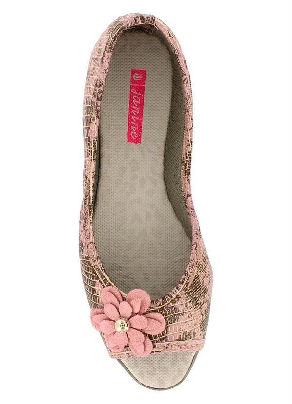 Outlet - Sapatilha com Flores Rosa e Marrom 4