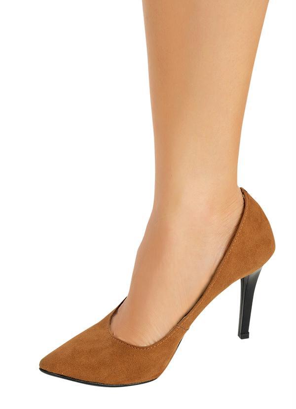Outlet - Scarpin Caramelo em Camurça Sintética 4