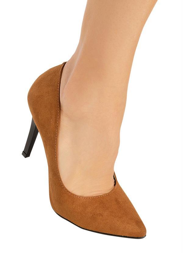 Outlet - Scarpin Caramelo em Camurça Sintética 5