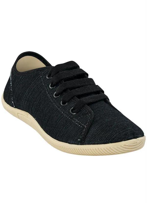 Outlet - Tênis Feminino Jeans Preto