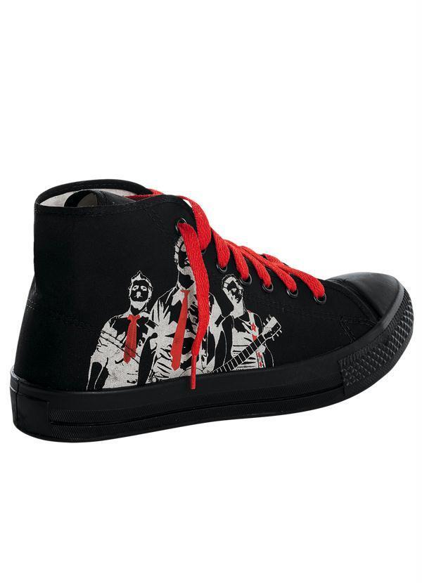 Outlet - Tênis MasculinoPreto Estampado CadarçoVermelho 2