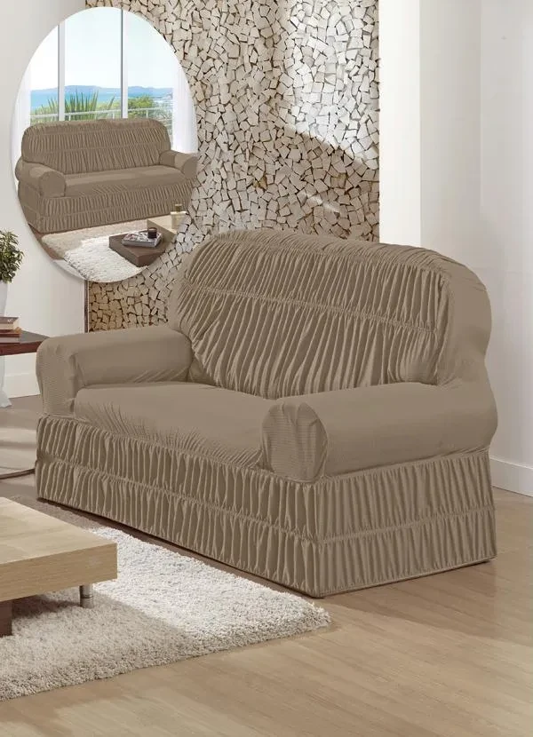 Lar e Lazer - Capa de Sofá 2 e 3 Lugares Bege