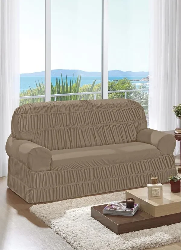 Lar e Lazer - Capa de Sofá 2 e 3 Lugares Bege 2