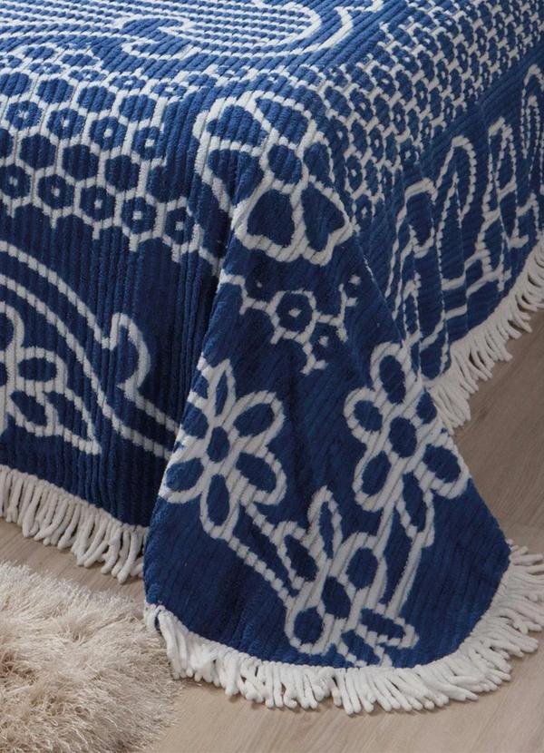 Jolitex - Colcha Chenille Azul Casal 1 Peça 2