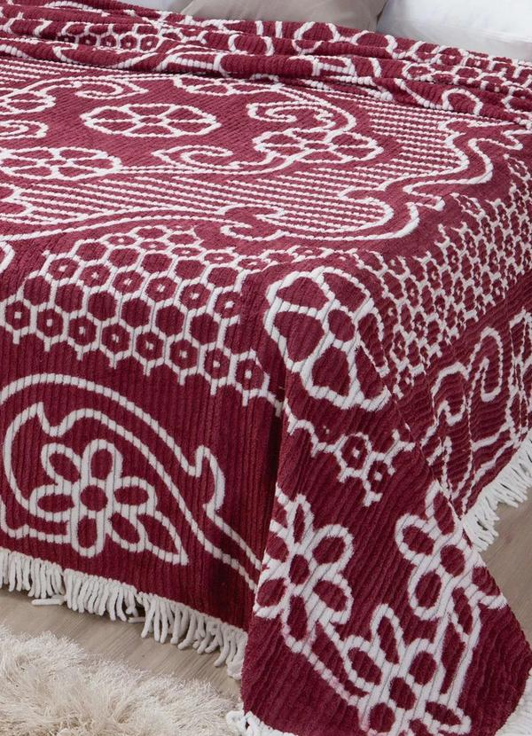 Jolitex - Colcha Chenille Vinho CasalOriginal 1 Peça
