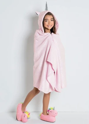 Mundo Lar - Manta Kids com Touca Unicórnio 76x152 cm - MUNDO LAR