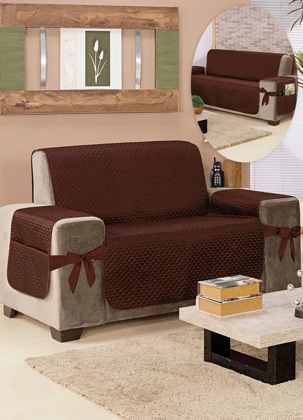 Lar e Lazer - Protetor para Sofá 2 e 3 Lugares Tabaco 2 Peças