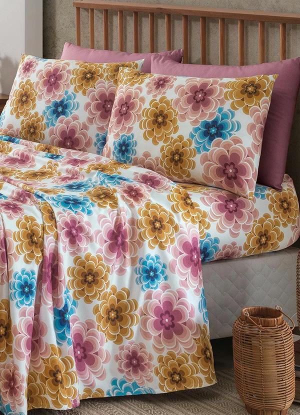 Mundo Lar - Jogo de Cama Floral Casal 4 Peças 2