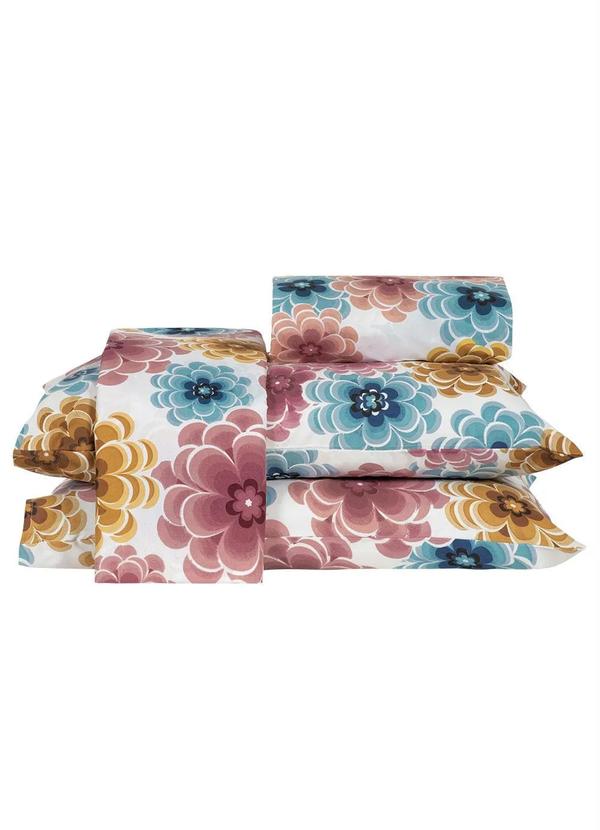 Mundo Lar - Jogo de Cama Floral Casal 4 Peças 4