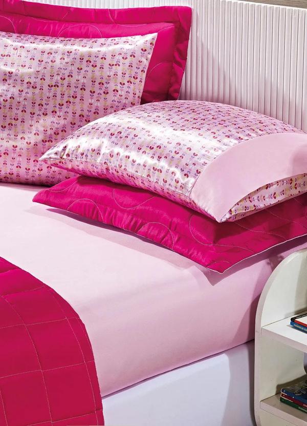 Lar e Lazer - Jogo de Cama Rosa Casal 3 Peças