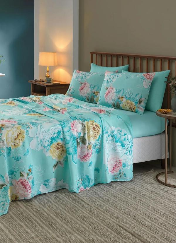 Mundo Lar - Jogo de Cama Verde Casal 4 Peças