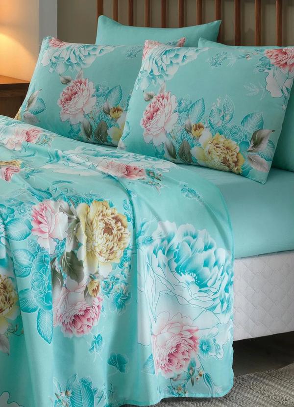 Mundo Lar - Jogo de Cama Verde Casal 4 Peças 2