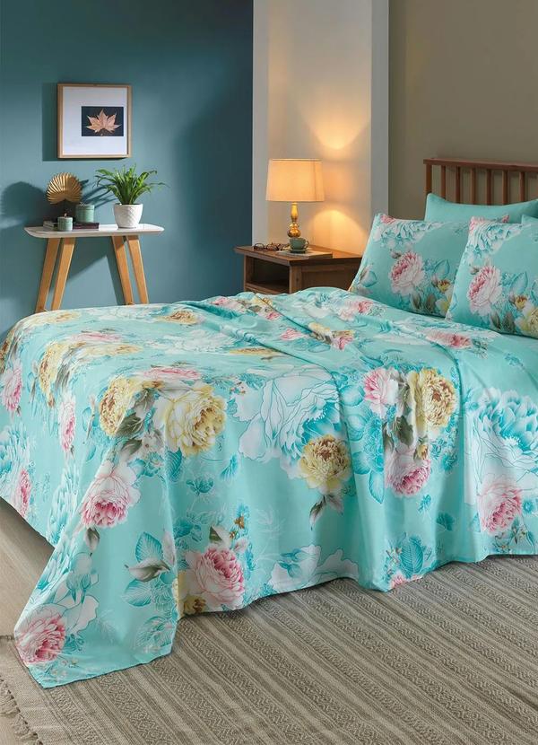 Mundo Lar - Jogo de Cama Verde Casal 4 Peças 3