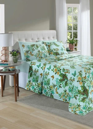 Mundo Lar - Jogo de Cama Verde Casal 4 Peças - MUNDO LAR