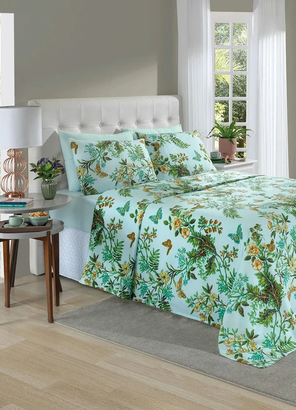 Mundo Lar - Jogo de Cama Verde Casal 4 Peças