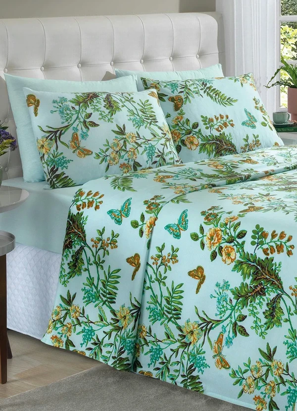 Mundo Lar - Jogo de Cama Verde Casal 4 Peças 3