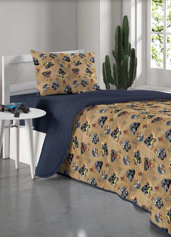 Portallar - Jogo de Cama Malha Azul Solteiro 2 Peças 2