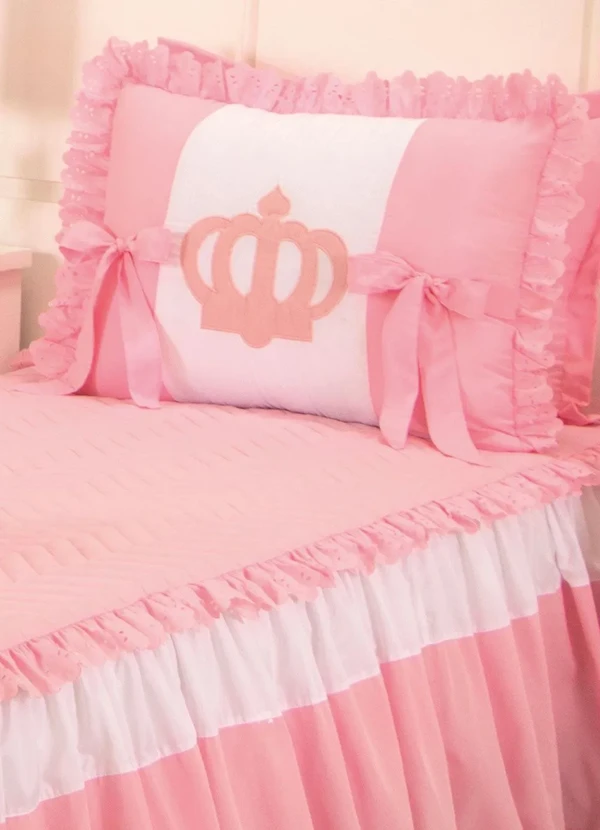 Lar e Lazer - Jogo de Colcha Rosa Solteiro 3 Peças 2