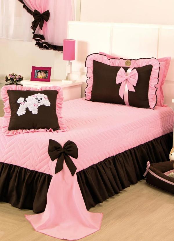 Lar e Lazer - Jogo de Colcha Rosa Solteiro 3 Peças 1