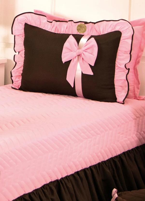 Lar e Lazer - Jogo de Colcha Rosa Solteiro 3 Peças 2