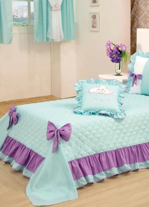 Lar e Lazer - Jogo de Colcha Verde Solteiro 3 Peças 2