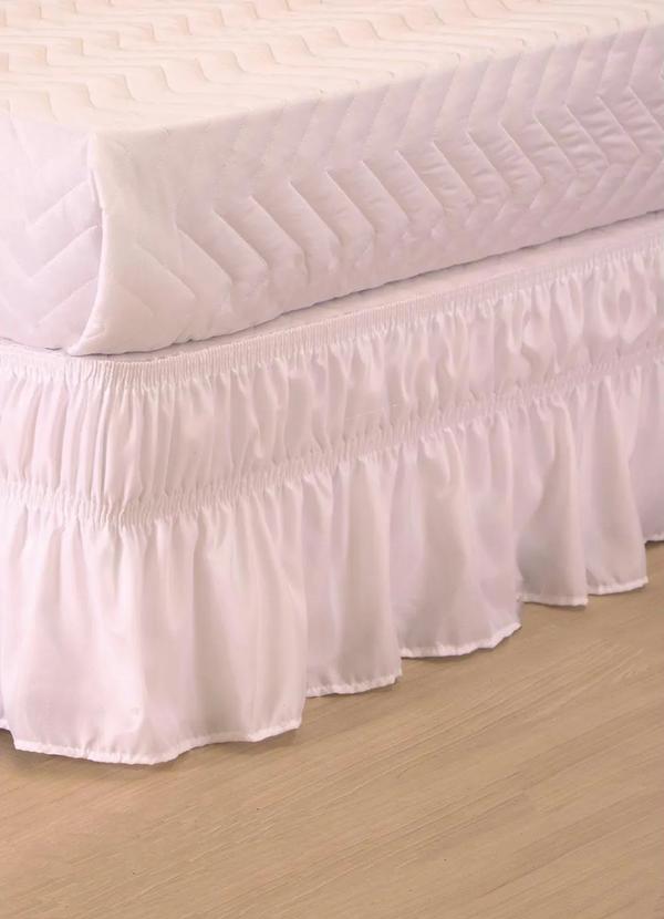 Lar e Lazer - Saia Box Babado Branca Casal 1 Peça