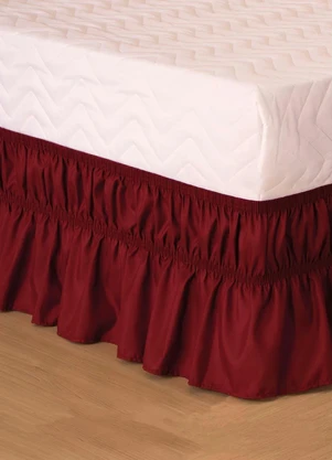 Lar e Lazer - Saia Box Babado Vinho Casal 1 Peça - LAR E LAZER