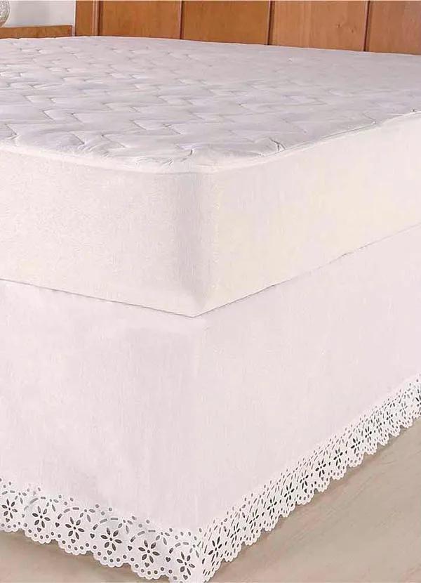 Lar e Lazer - Saia Box Bordada Branca Casal 1 Peça 1