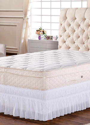 Lar e Lazer - Saia Box Casal Franzida Branca 1 Peça - LAR E LAZER