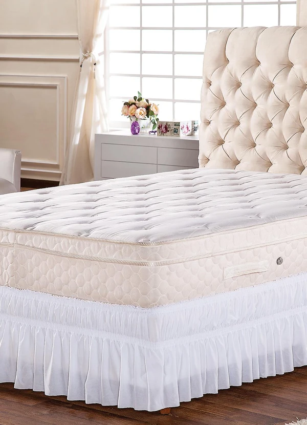 Lar e Lazer - Saia Box Casal Franzida Branca 1 Peça