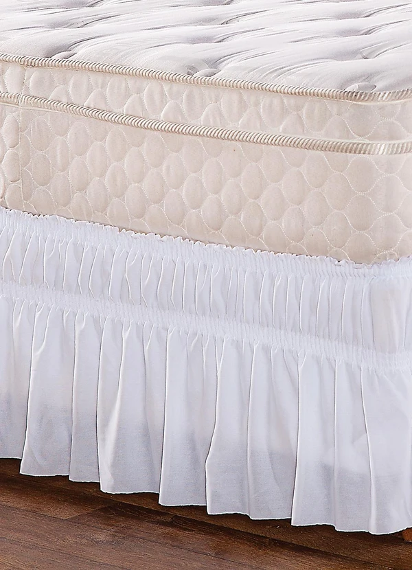 Lar e Lazer - Saia Box Casal Franzida Branca 1 Peça 3